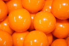 Bayside Candy front packaging showing 1" orange gumballs and easy refill benefit