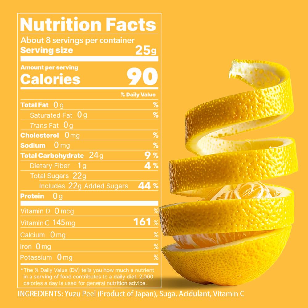 BAYU STORE yuzu peel next to a coin showing 7oz package size comparison