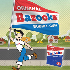 Bazooka gum piece texture close-up highlighting soft chewy benefit