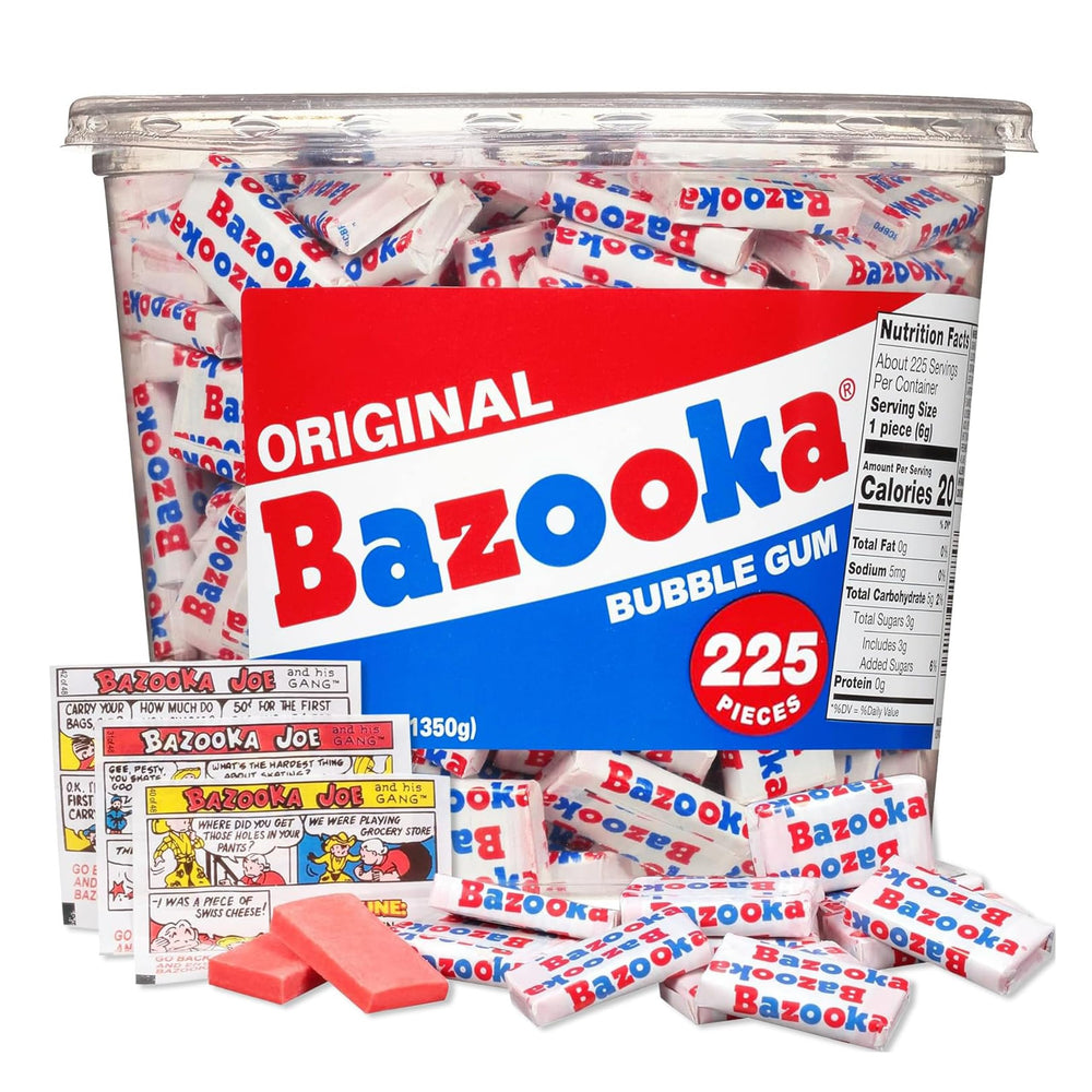 Bazooka tub front packaging showing brand and quantity, ideal for event supply
