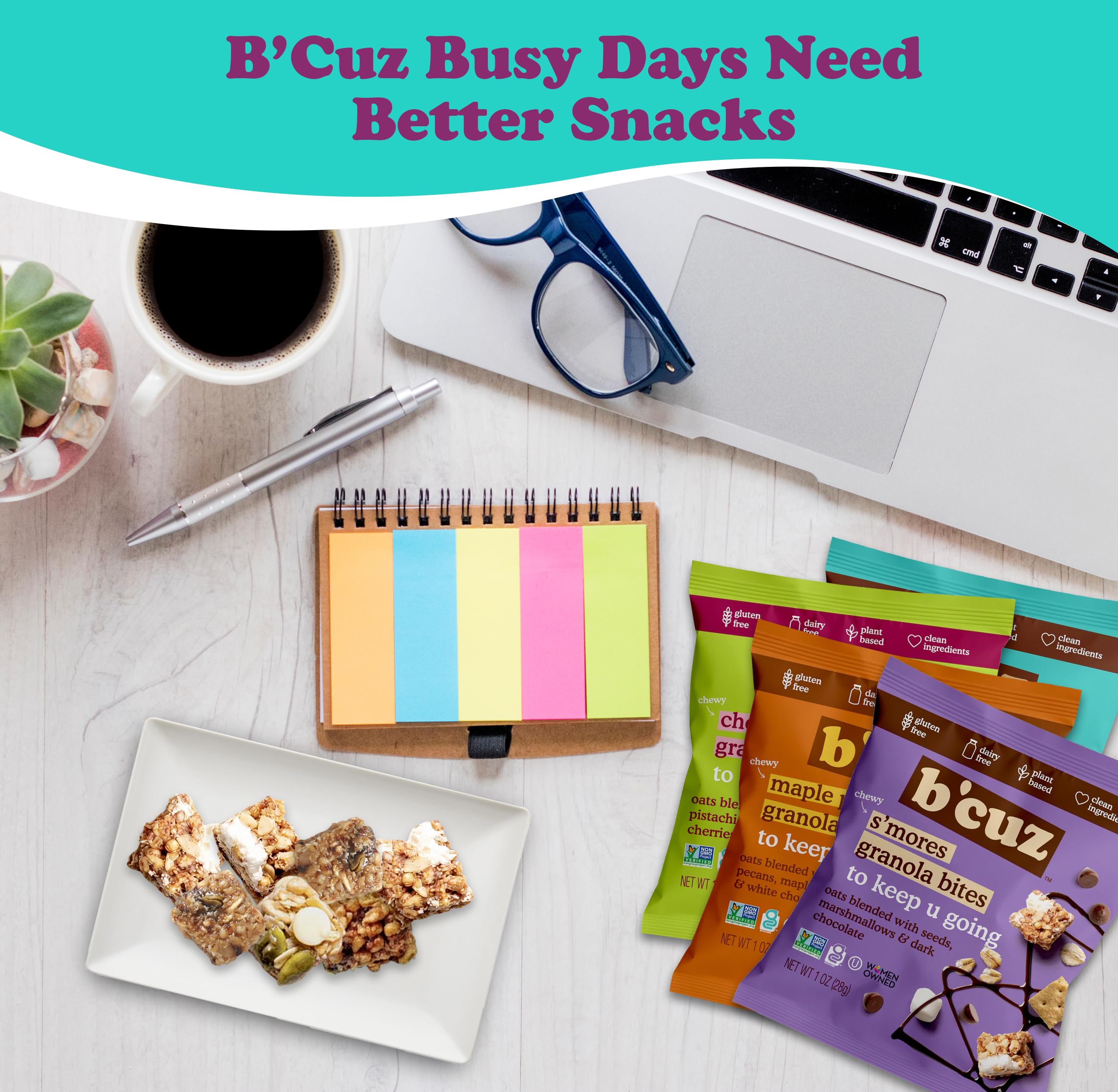 B'cuz granola bites inside a child's lunchbox for convenient school snacks