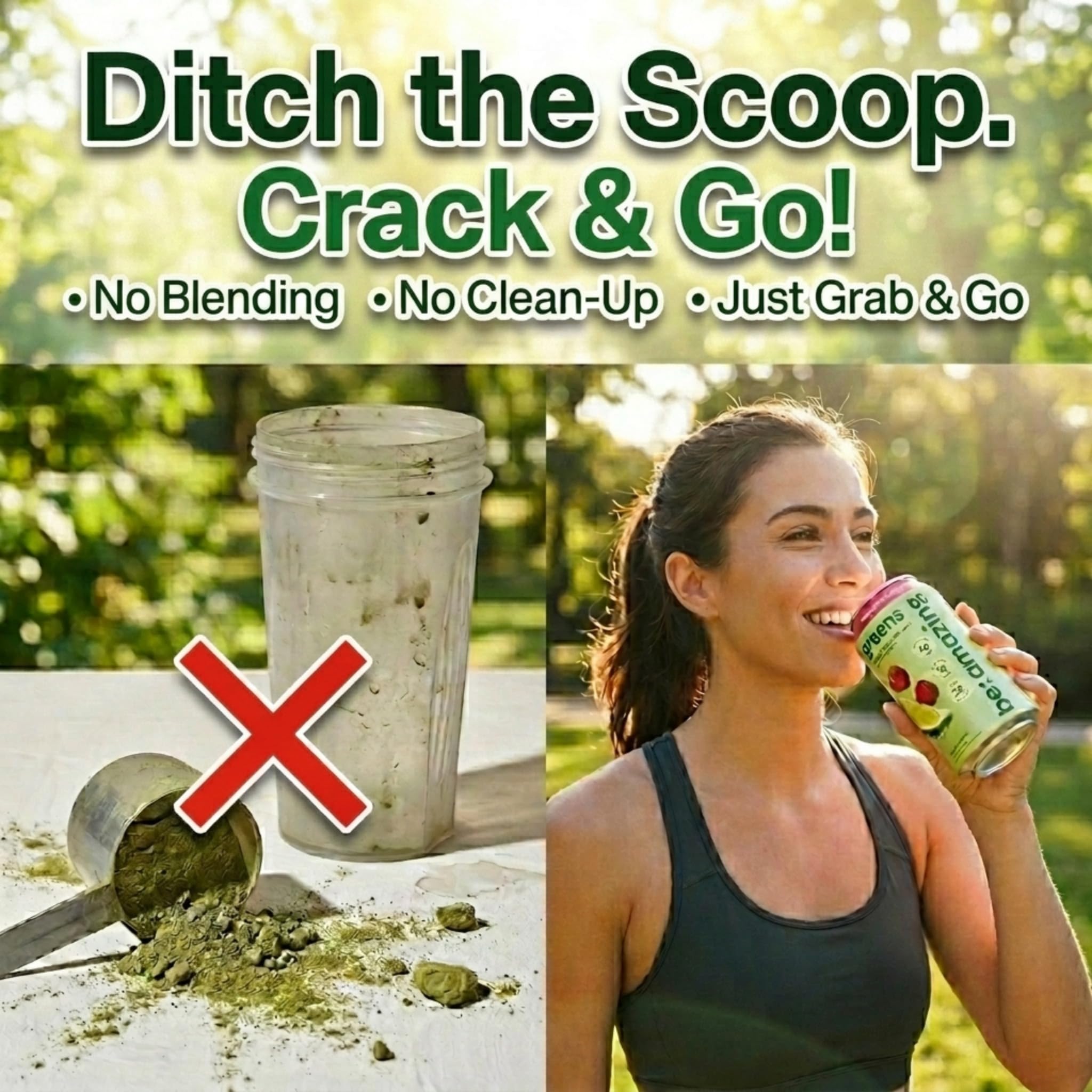 BE AMAZING ingredients arranged to show fruits, veggies and coconut water benefits