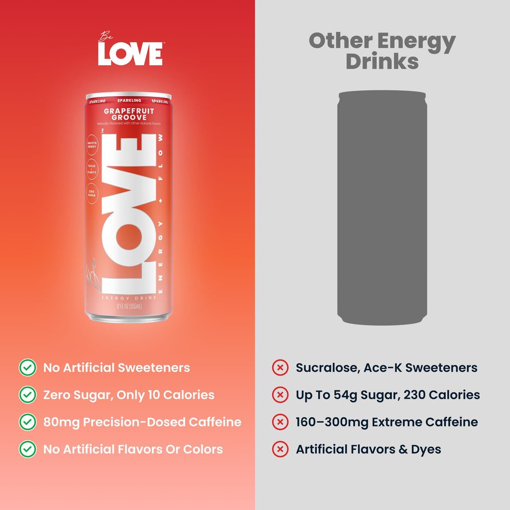 Be Love grapefruit can in hand for scale showing convenient 12 fl oz portion control