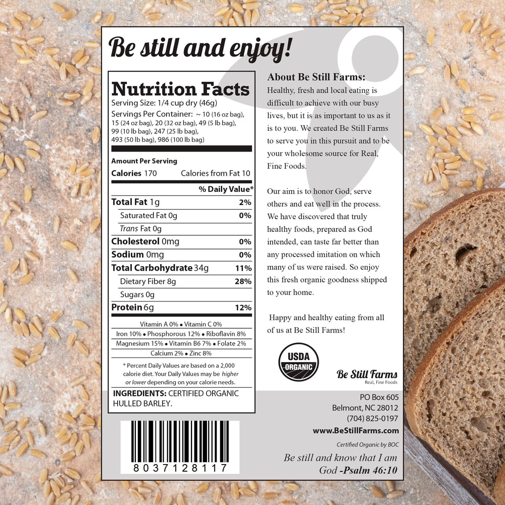 Be Still Farms barley porridge in a bowl demonstrating creamy breakfast option with whole grains