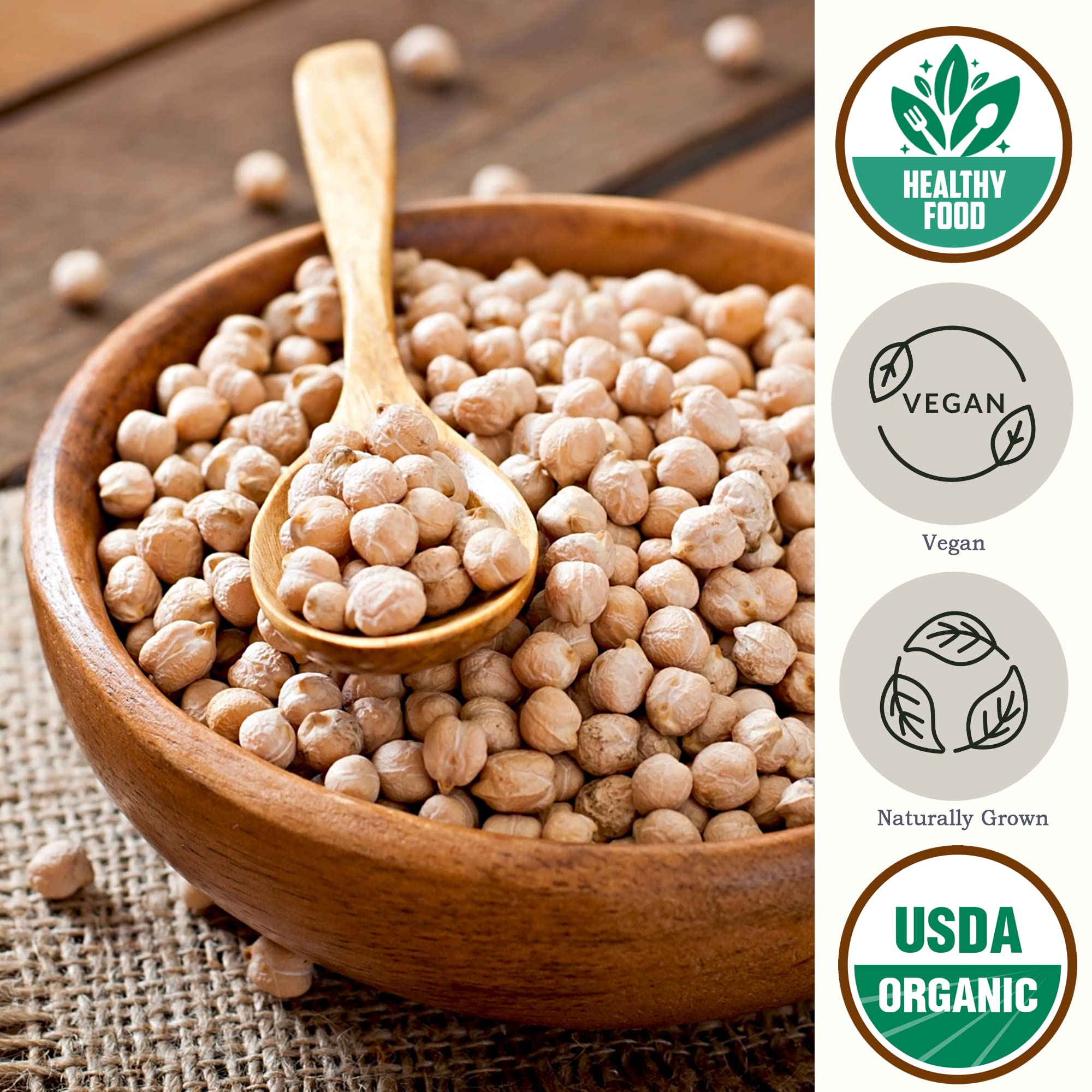 Be Still Farms close-up of raw garbanzo beans showing firm texture and quality