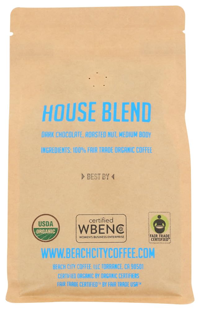 Beach City Coffee open bag with beans and ground coffee showing control over grind benefit