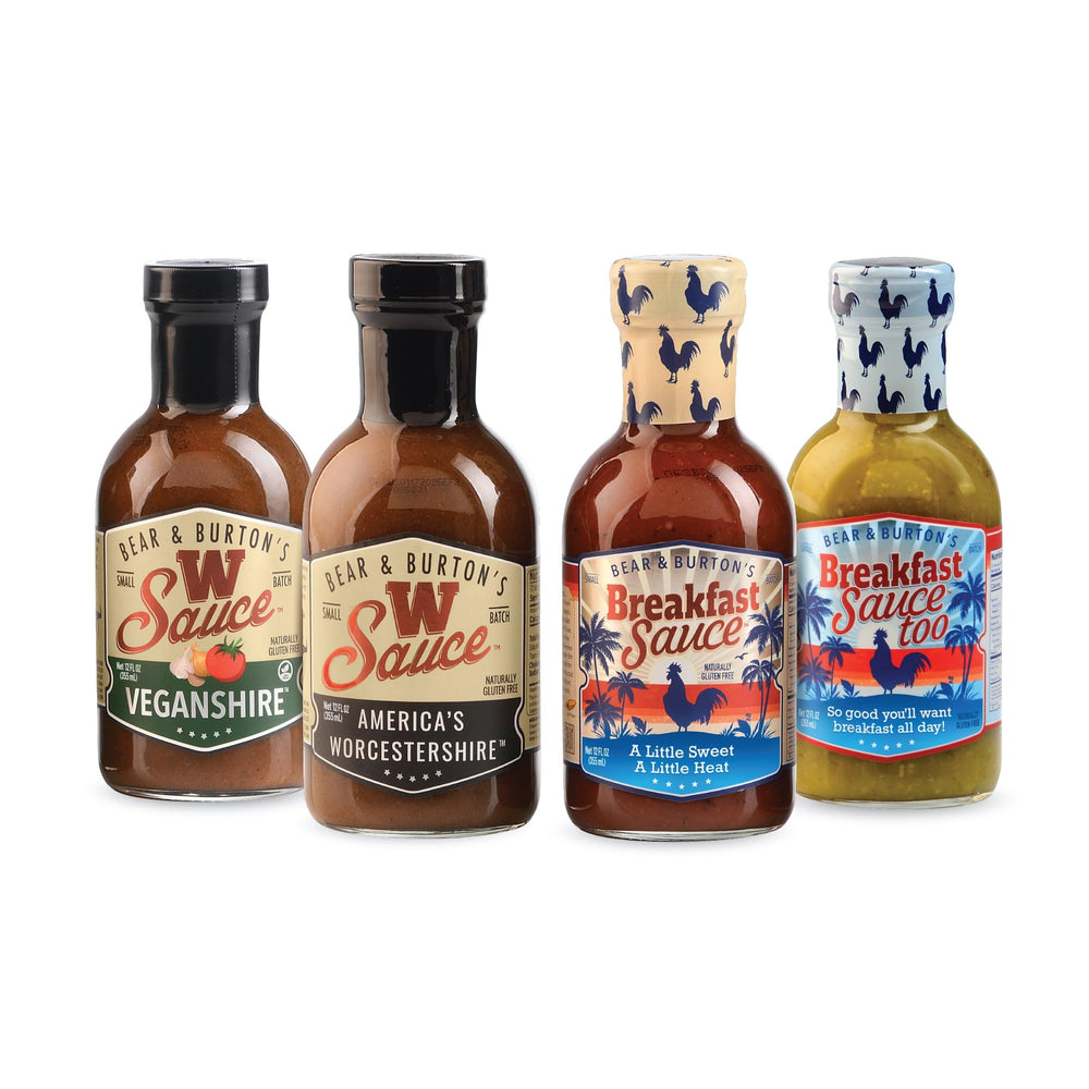 Bear & Burton's front pack showing four sauce bottles for versatile cooking