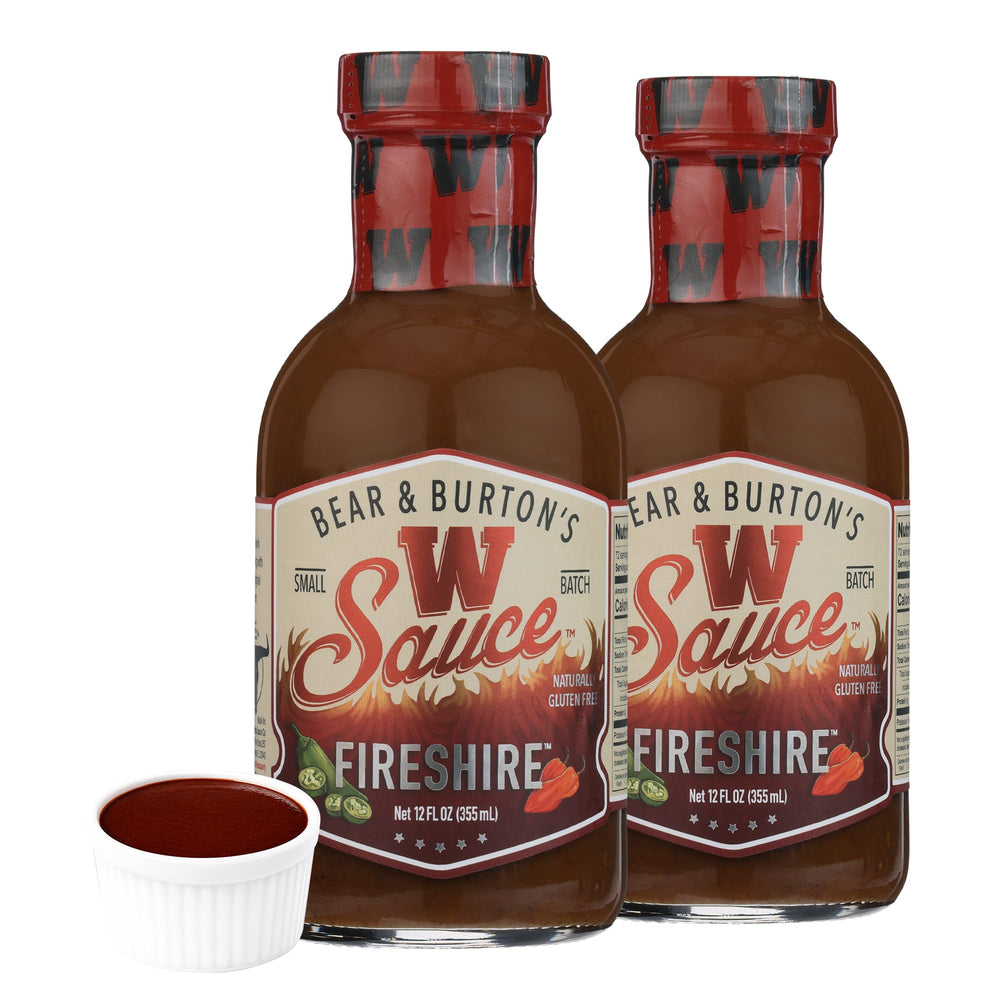 Old Florida Sauce Co. bottle front label showing Bear and Burton's Fireshire benefit bold flavor