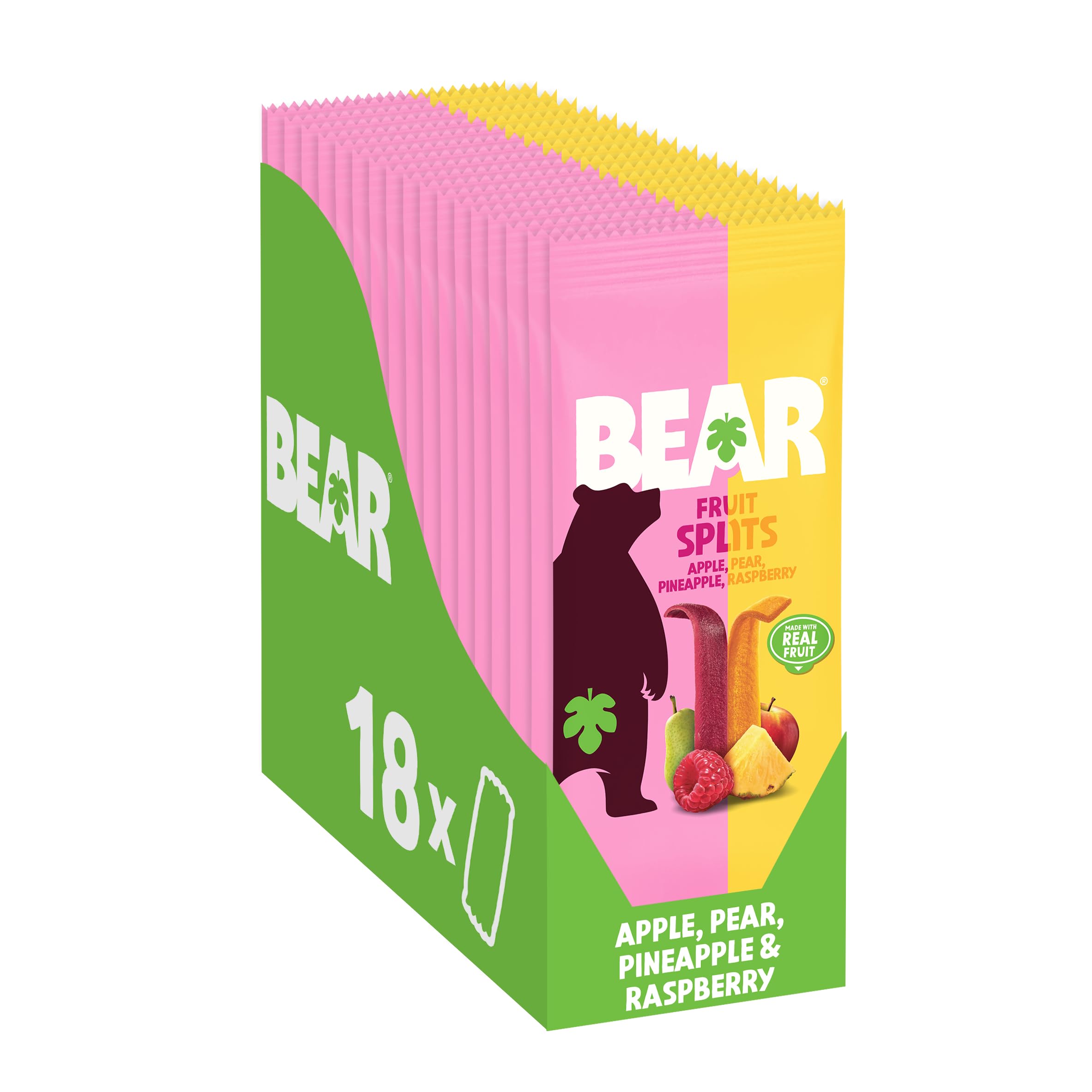 BEAR front packaging showing raspberry pineapple flavor and natural ingredients benefit