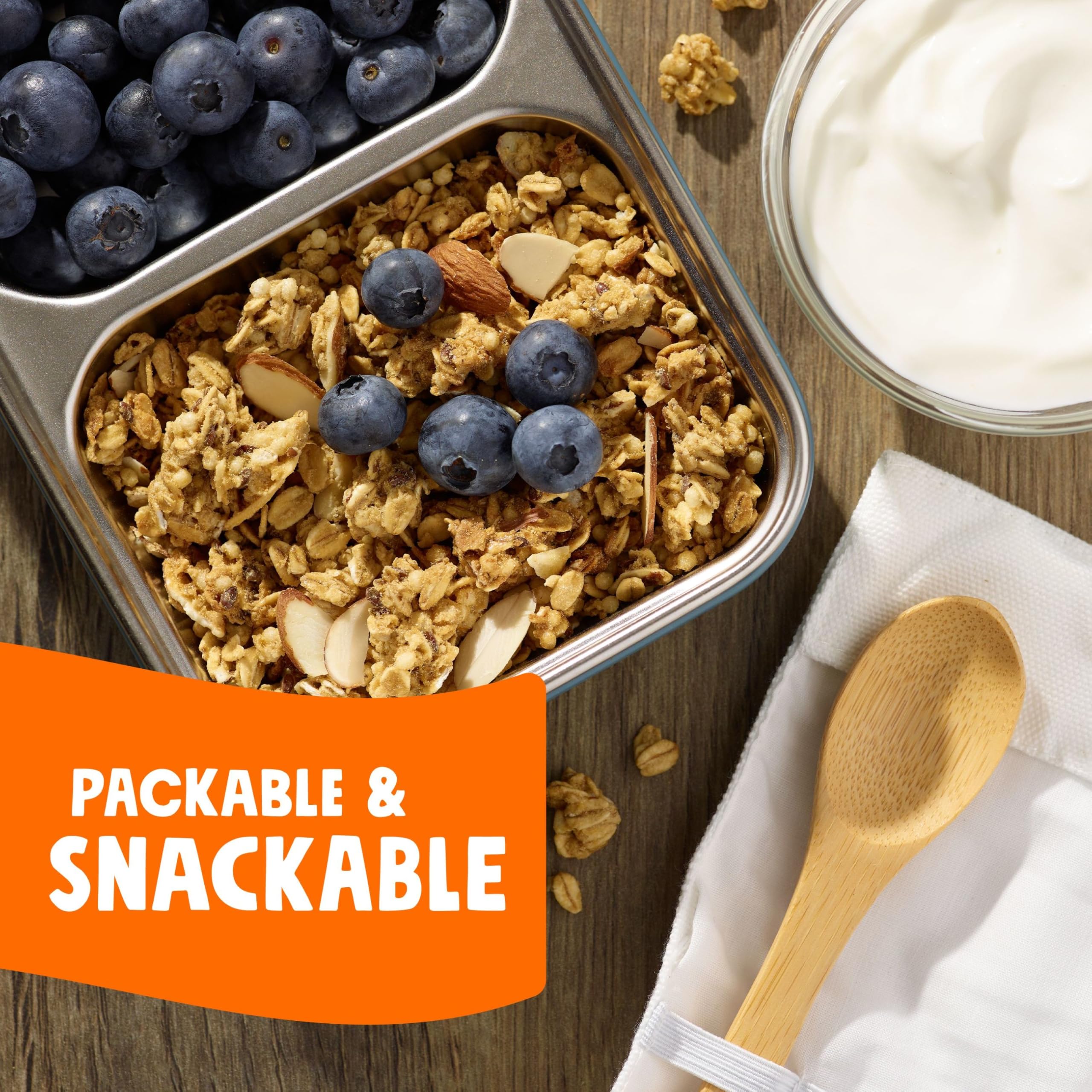 Bear Naked open resealable bag demonstrating convenient freshness for snacking