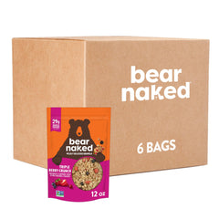 Bear Naked front packaging showing berry granola and resealable pouch benefit