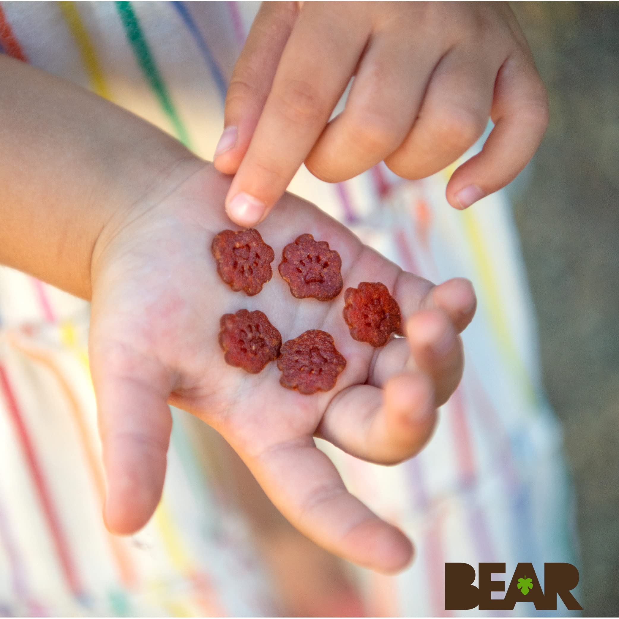 BEAR close-up texture of strawberry fruit roll highlighting natural fruit