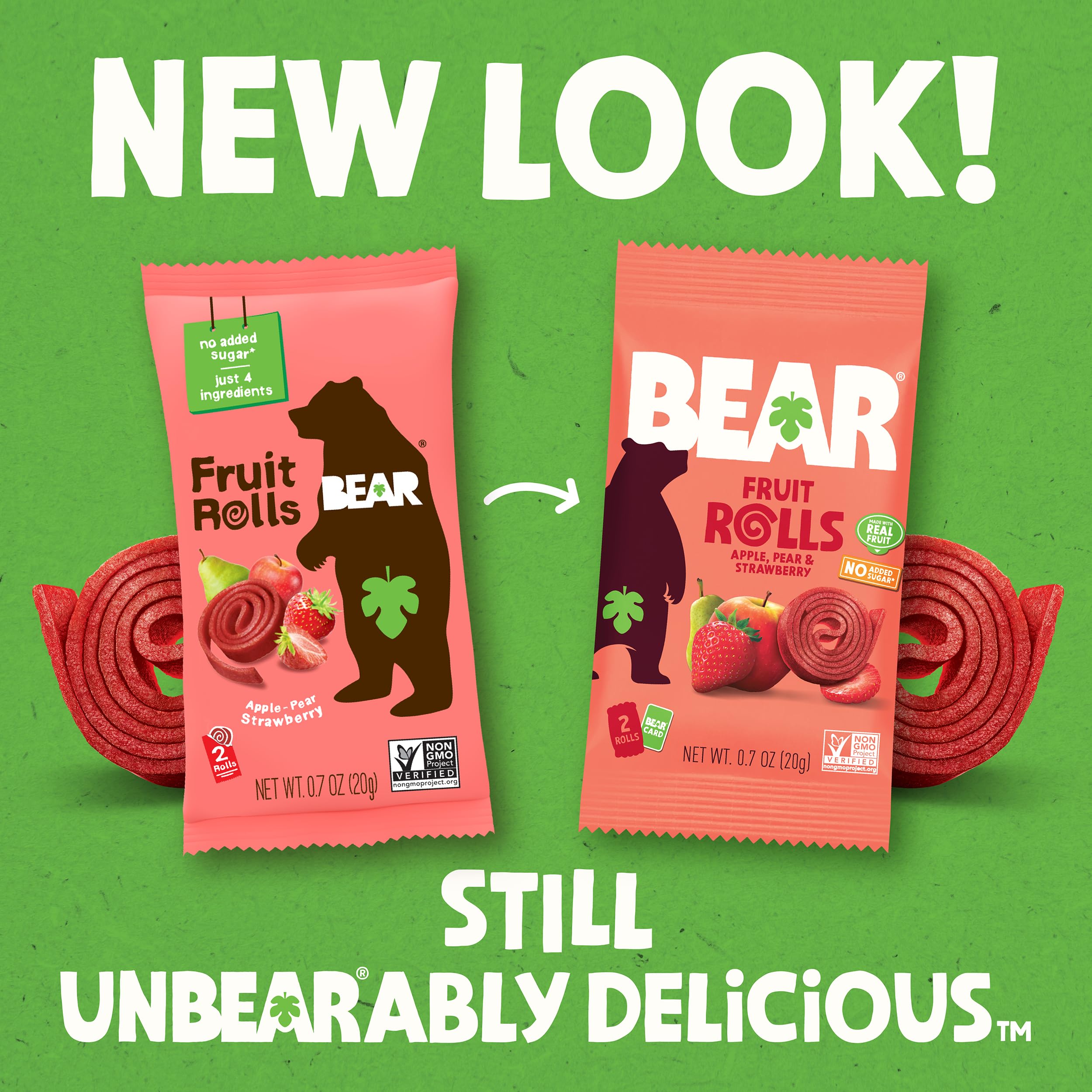 BEAR open fruit rolls on a plate showing soft texture and ready-to-eat benefit