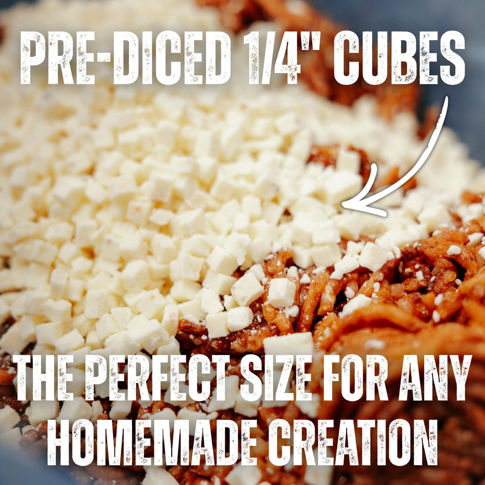 Bearded Butcher Blend cubes blended into ground meat showing even distribution benefit