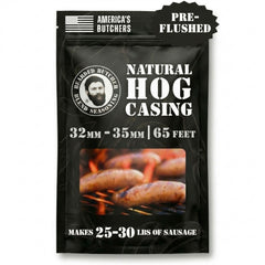 Bearded Butcher Blend front packaging showing vacuum-sealed casings and brand