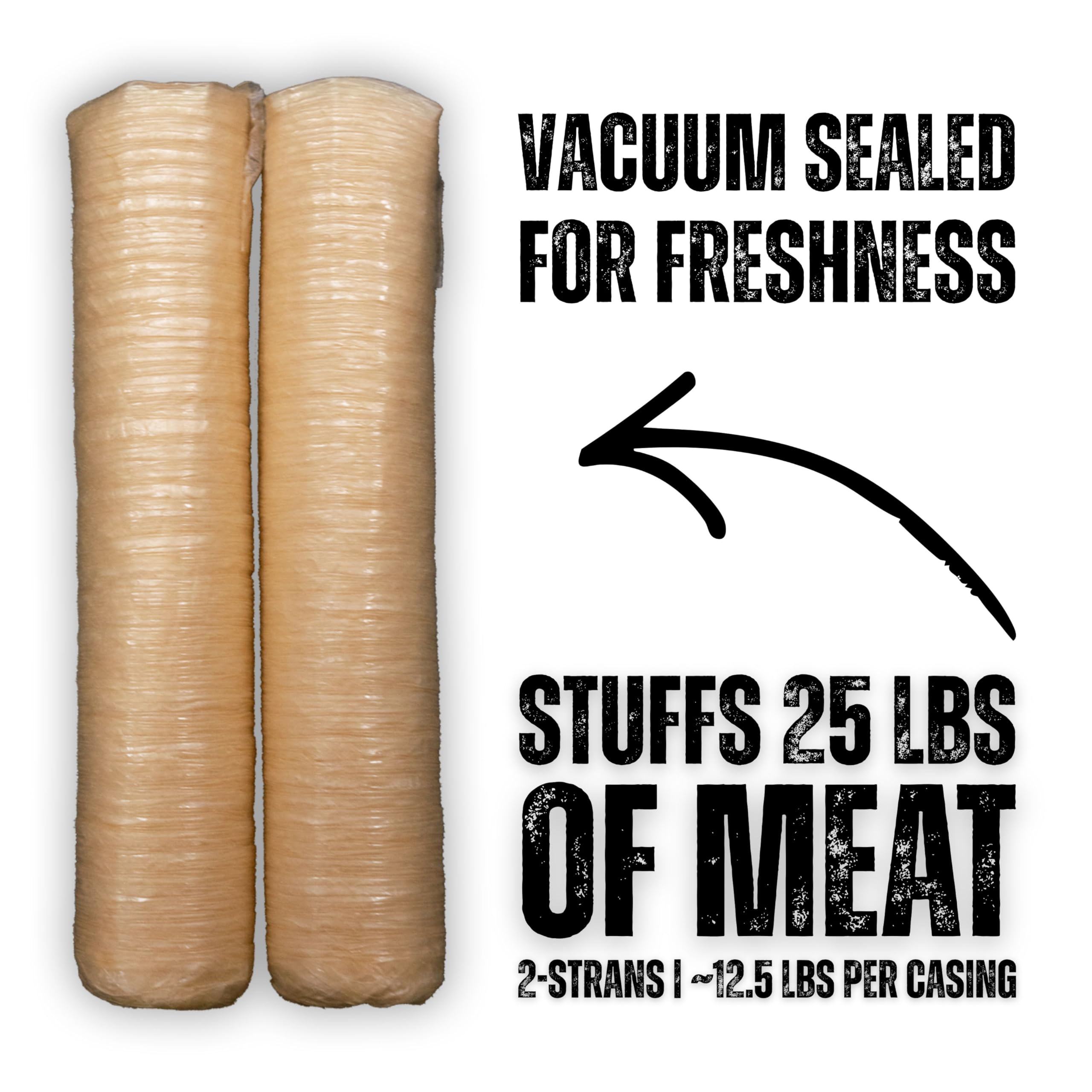 Bearded Butcher close-up of casing texture highlighting uniform diameter