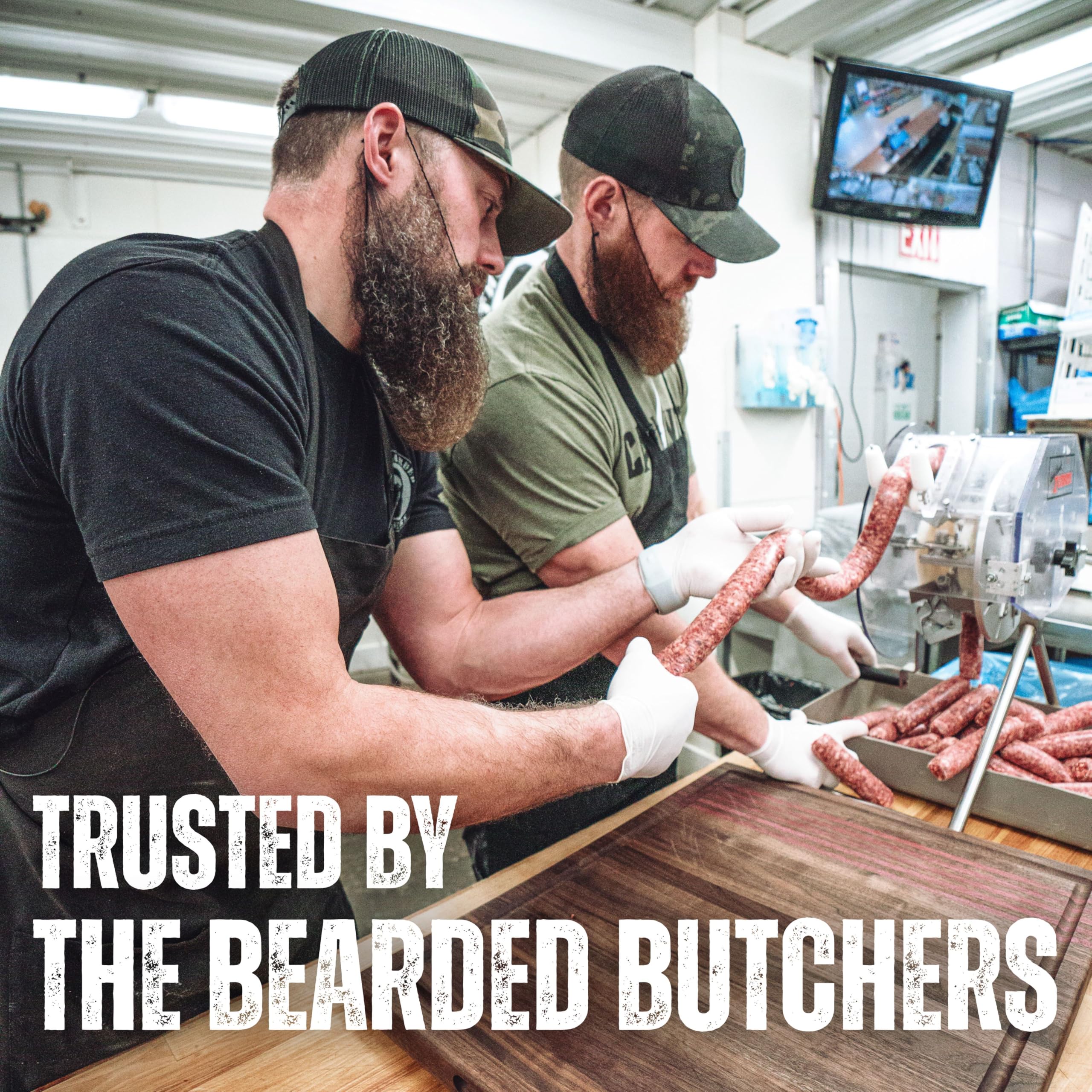 Bearded Butcher casings beside ruler showing accurate 32mm scale