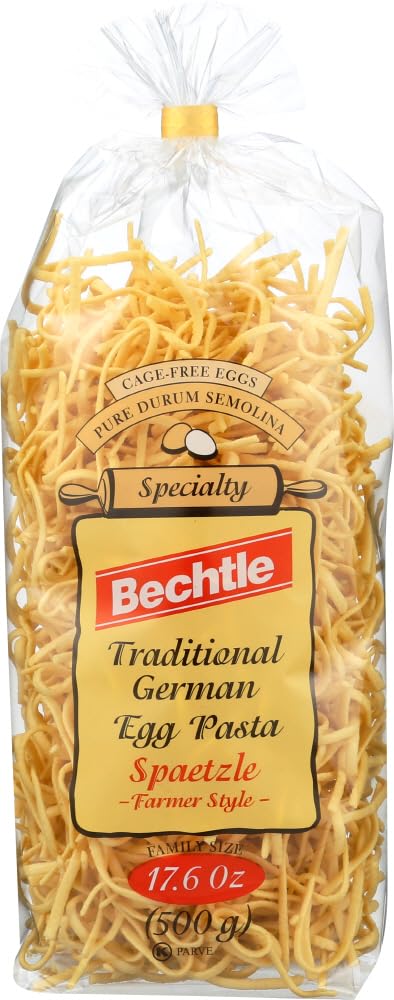 Bechtle front packaging showing farmer style spaetzle and clear product window for easy selection