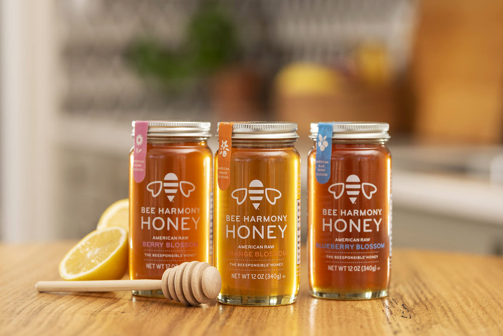 Bee Harmony label close-up with True Source and Grade A certification for trust