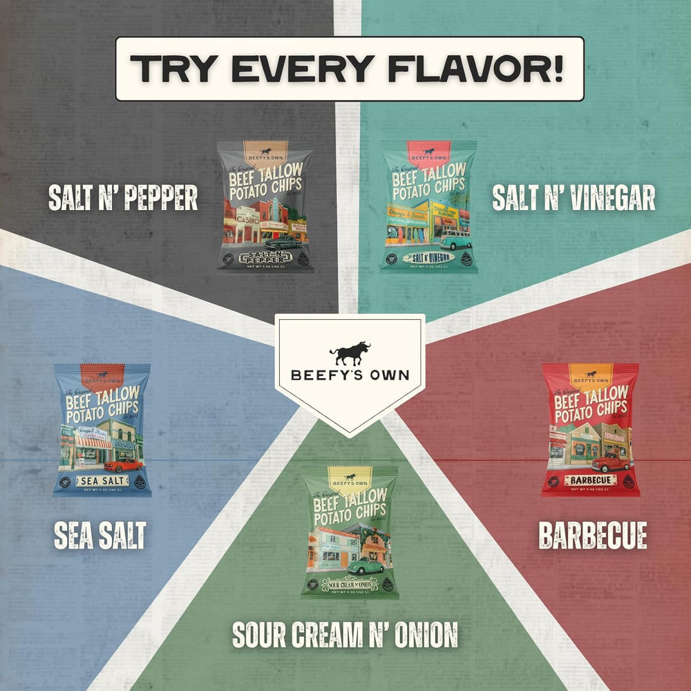 Beefy's Own small-batch kettle frying scene suggesting traditional cooking method