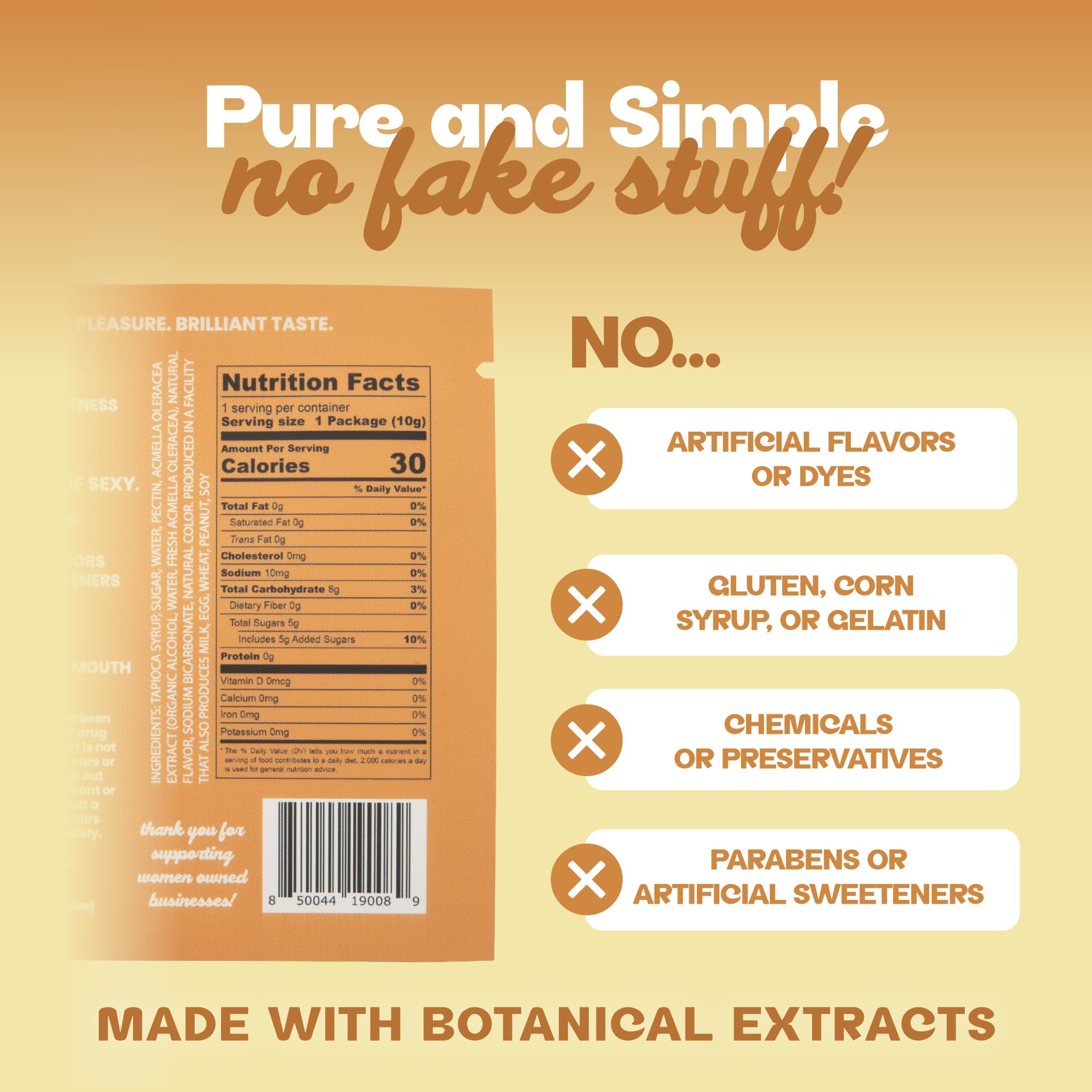 BEEJ product label close-up showing ingredients and free-from claims for confidence