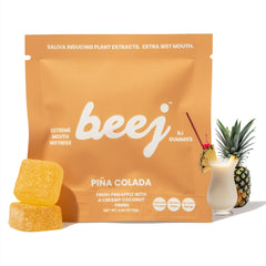 BEEJ pack front showing piña colada flavor and 3-pack convenience for gifting