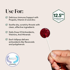 Beekeeper's Naturals throat-soothing lollipops in three flavors for child-friendly relief