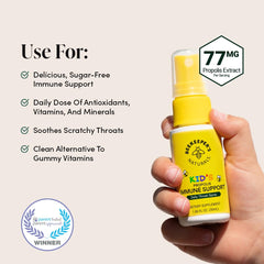 Beekeeper's Naturals propolis throat spray close-up illustrating fast soothing action