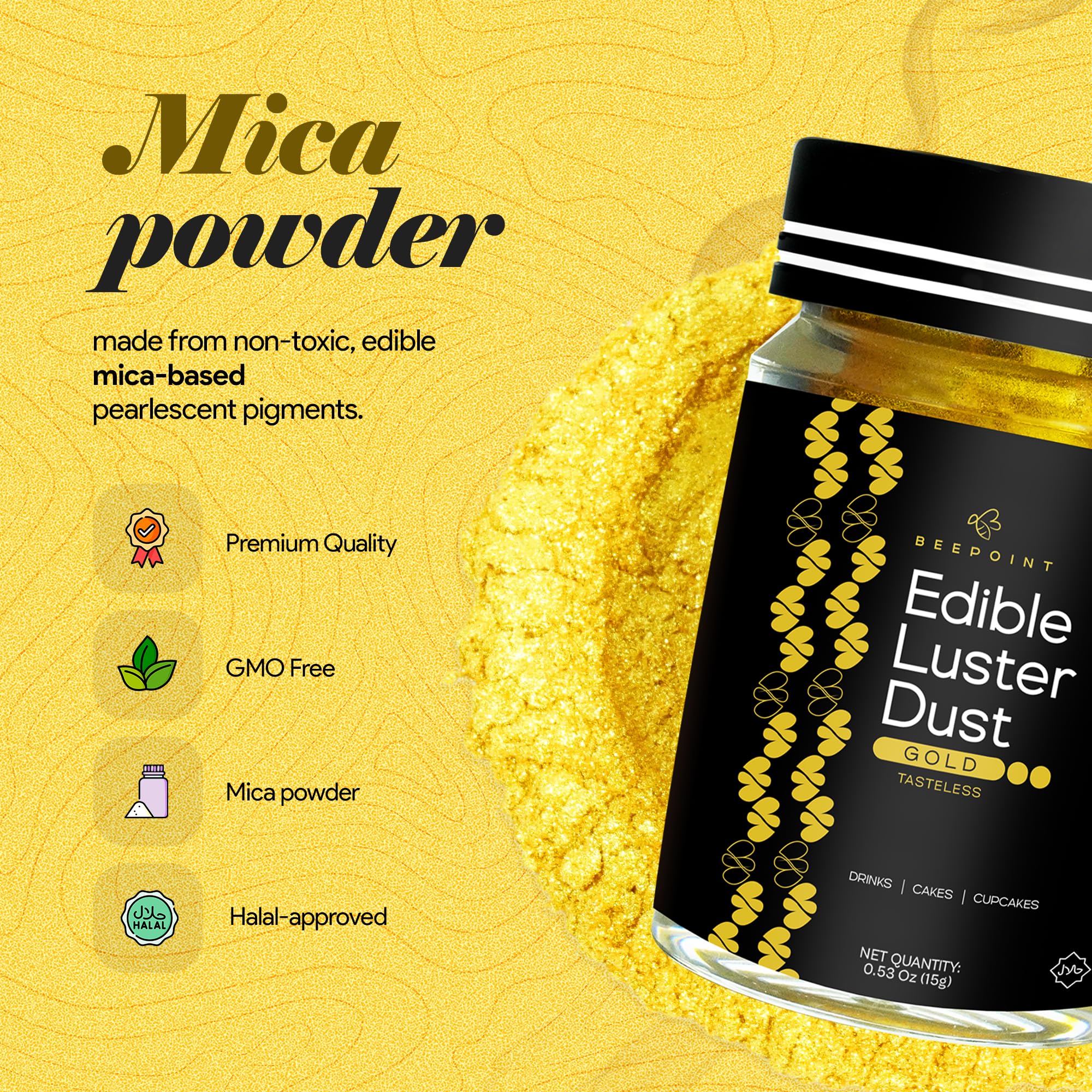 BeePoint dust used on cocktail rim adding striking decorative shimmer to drinks