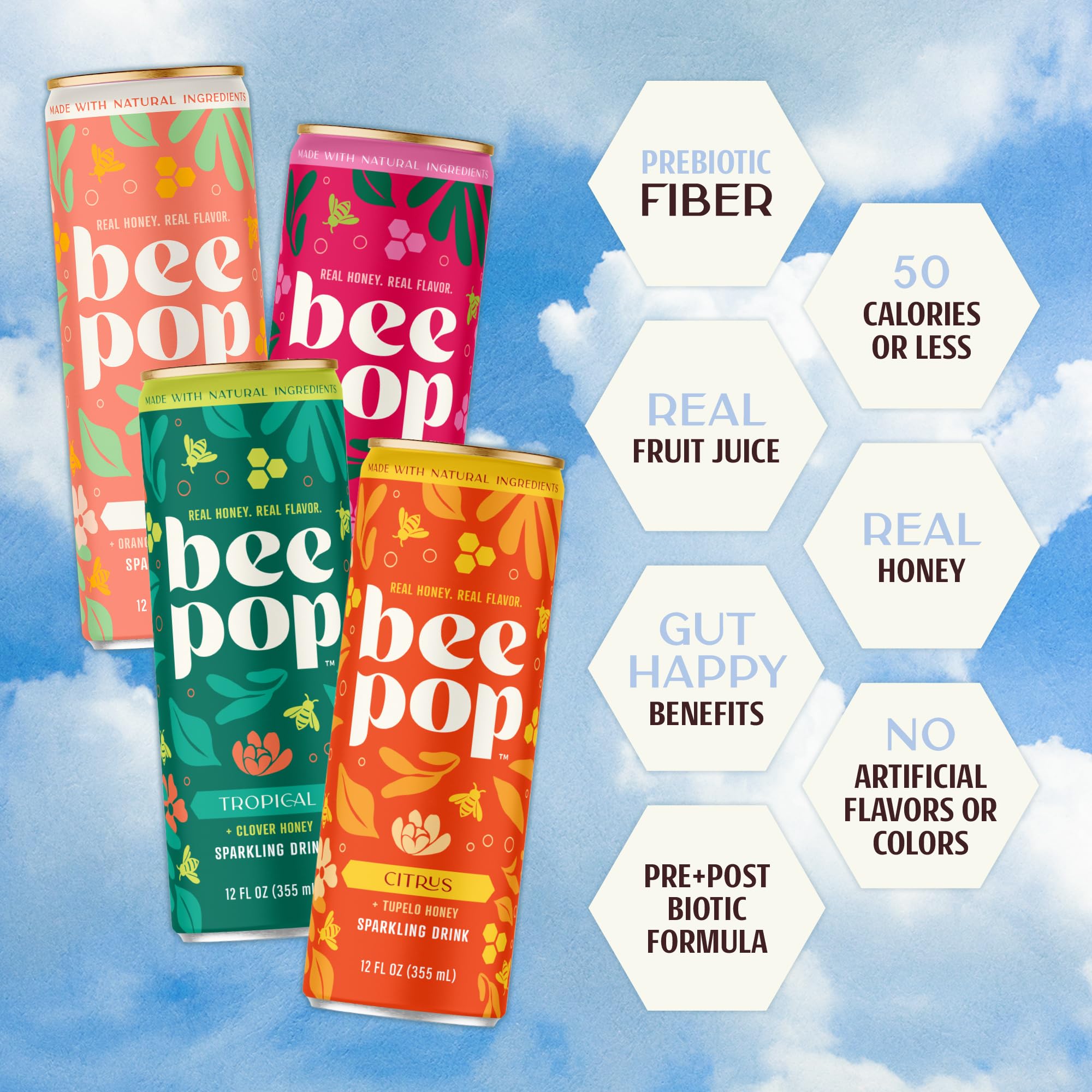 BeePop close-up of sparkling bubbles and liquid texture, emphasizes refreshing effervescence