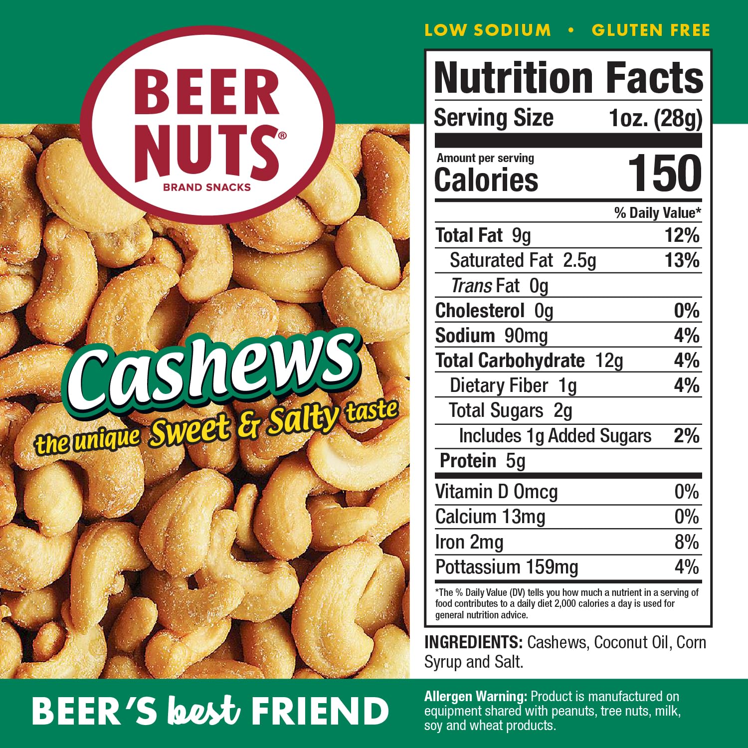 Beer Nuts cashews close-up glaze detail highlighting crisp sweetness