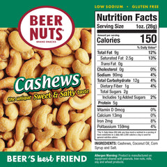 Beer Nuts cashews close-up glaze detail highlighting crisp sweetness