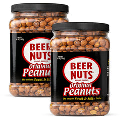BEER NUTS front packaging showing resealable jar and two-pack convenience