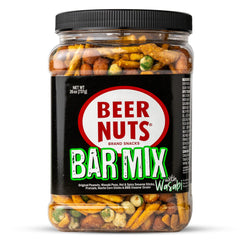 BEER NUTS jar front view showing label and family-size convenience