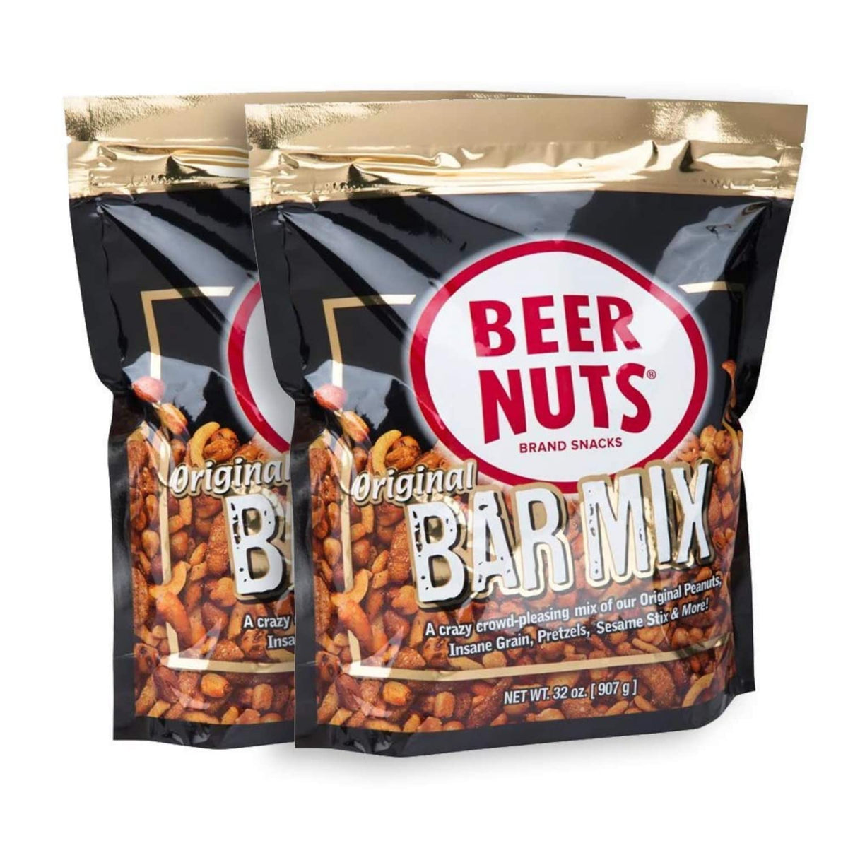 BEER NUTS front packaging showing resealable 32 oz bag and brand