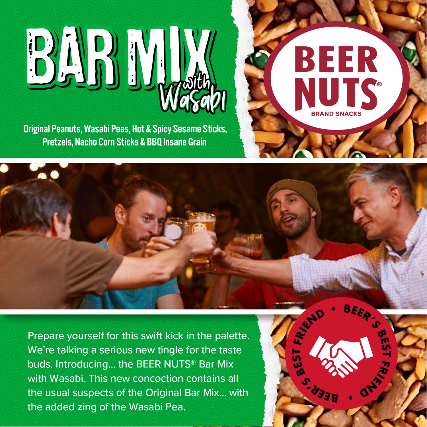 BEER NUTS pretzel detail demonstrating salty crunch and texture
