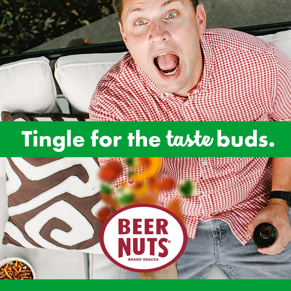 BEER NUTS sesame stix texture showing toasted, nutty crunch