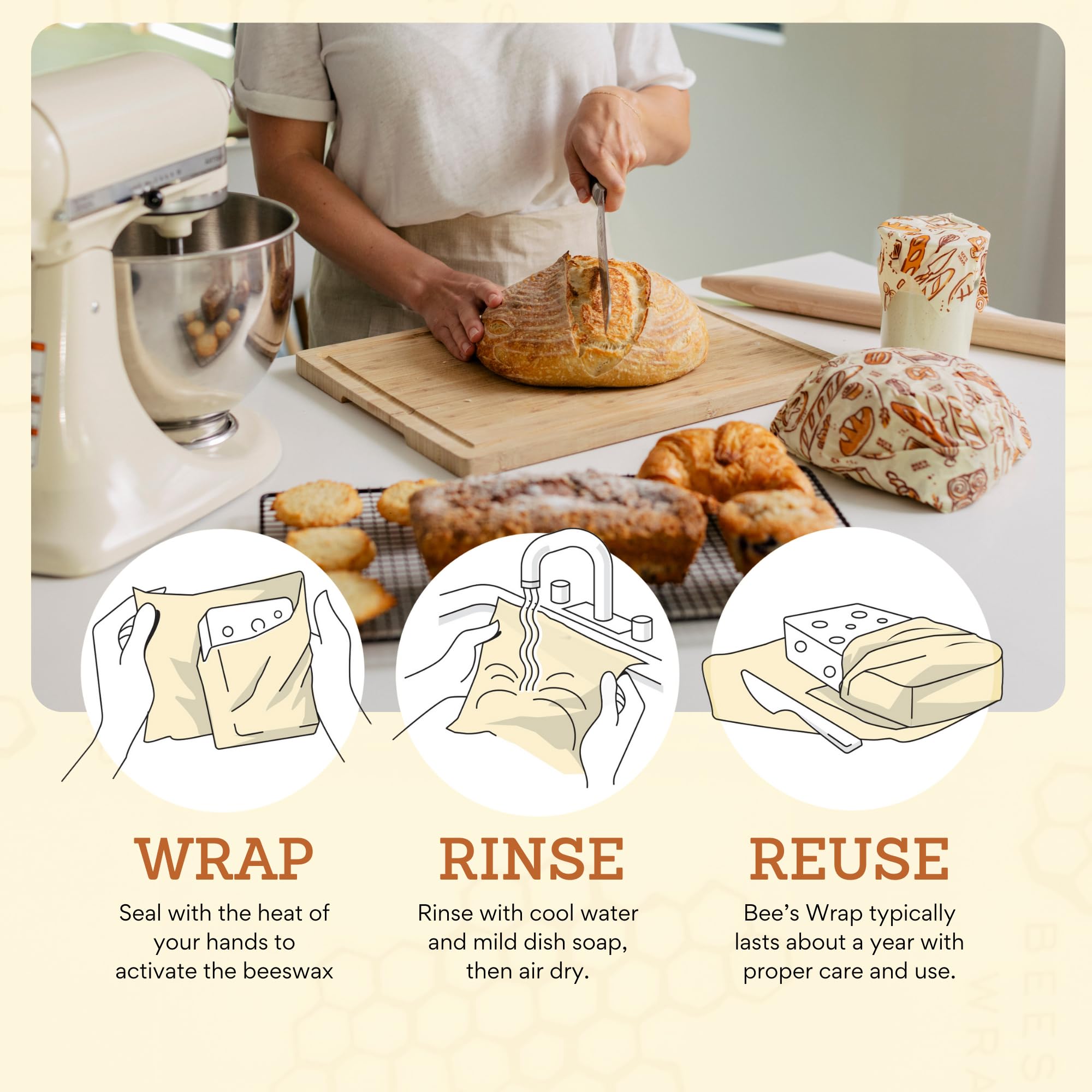 Bee's Wrap used over dough during proofing to prevent surface drying