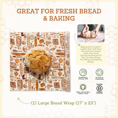 Bee's Wrap covering a sourdough loaf to preserve crust and freshness