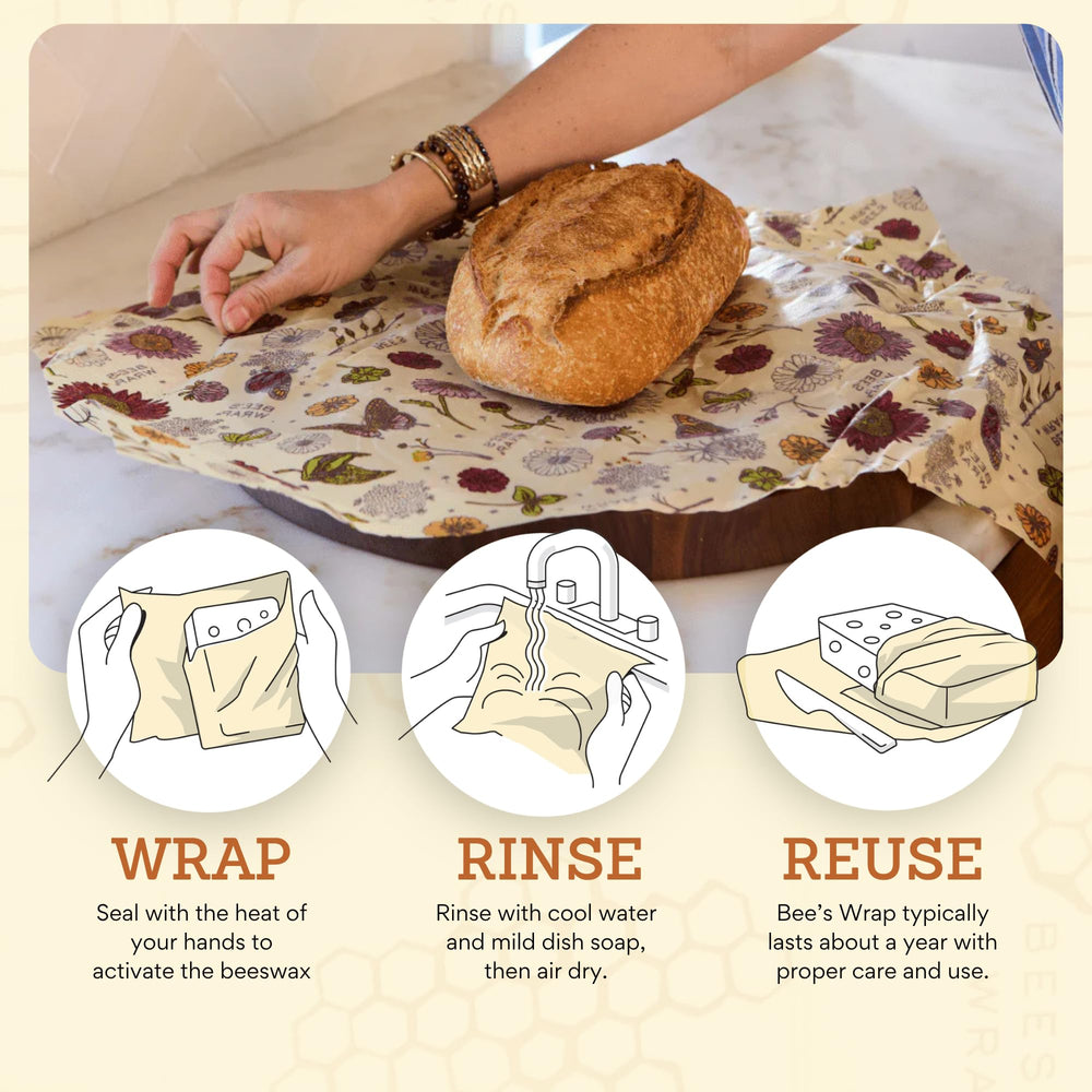 Bee's Wrap Meadow Magic pattern detail highlighting attractive print