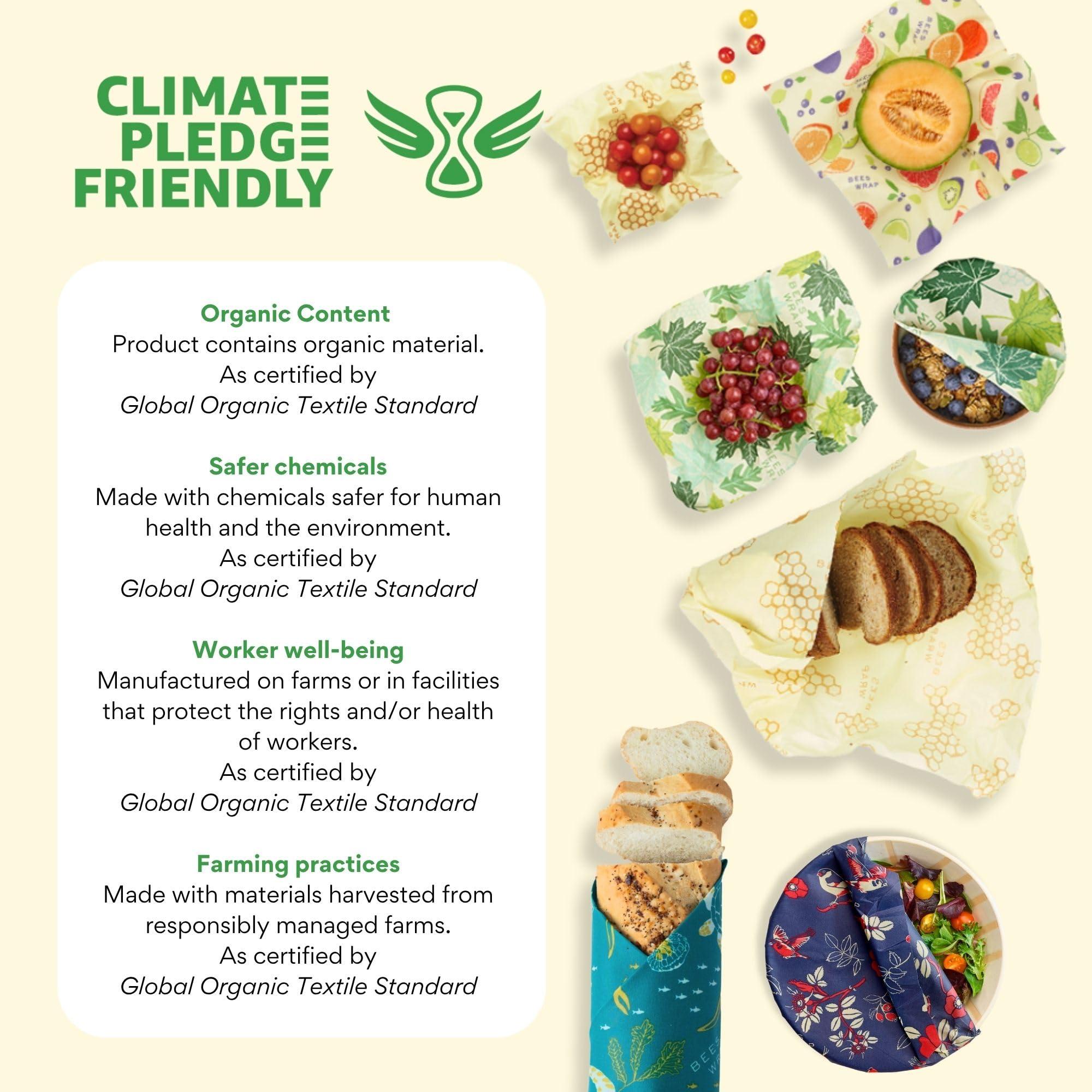 Bee's Wrap used to wrap a sandwich for picnic showing portability benefit