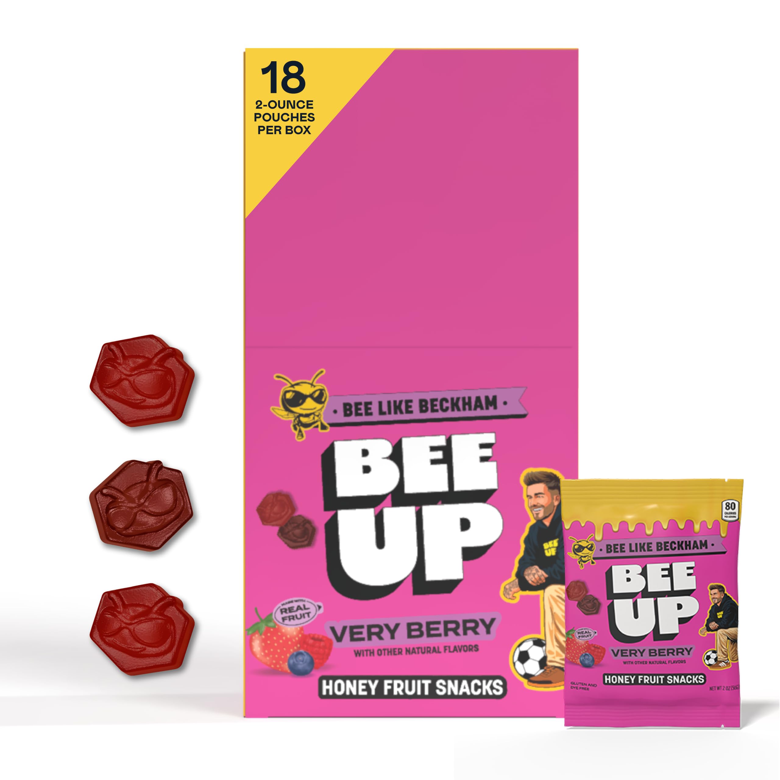 BEEUP front packaging showing Very Berry pouches and clean ingredients benefit