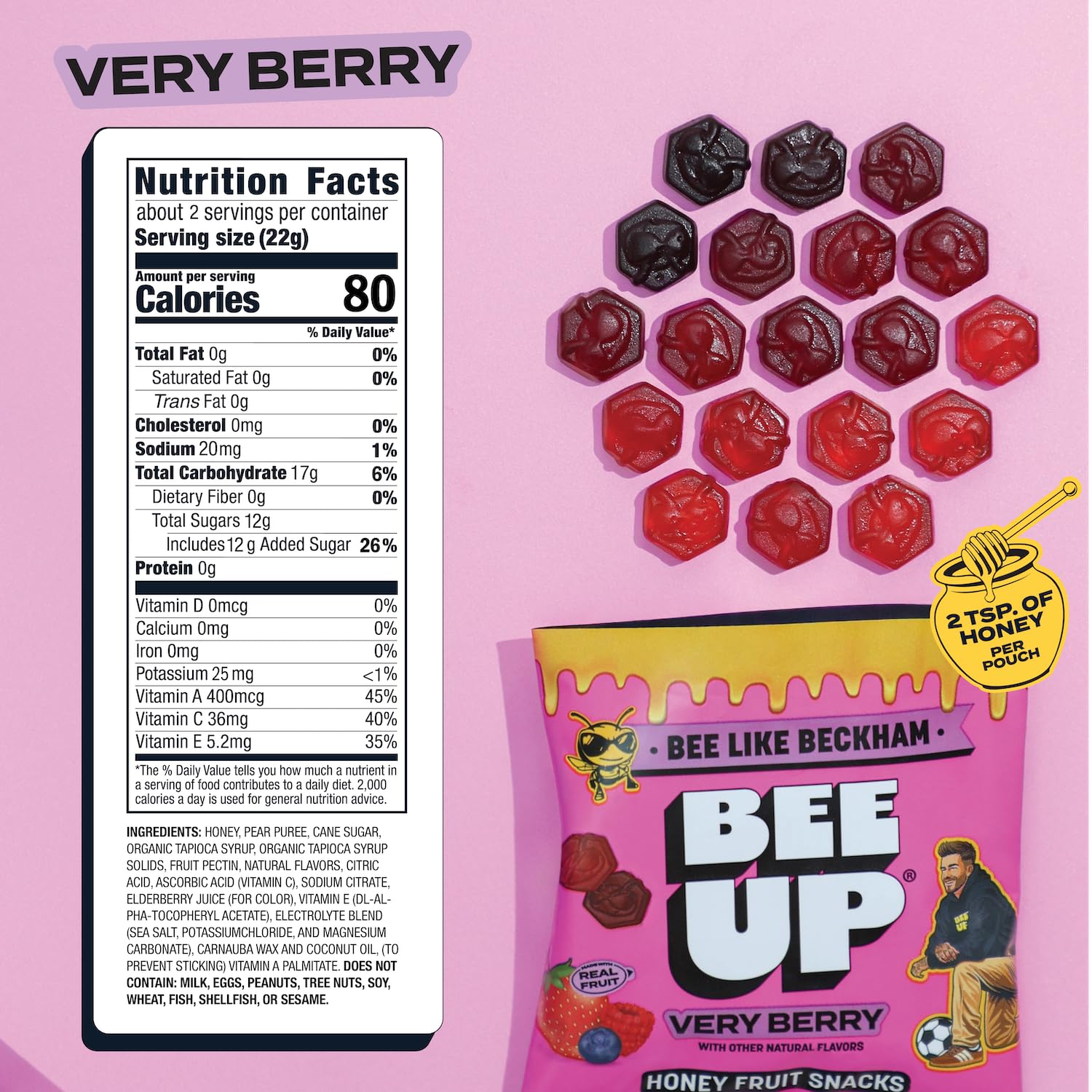 BEEUP pouch opened to show mess-free pour for easy snacking benefit