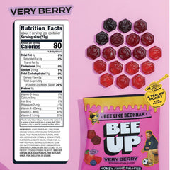 BEEUP pouch opened to show mess-free pour for easy snacking benefit