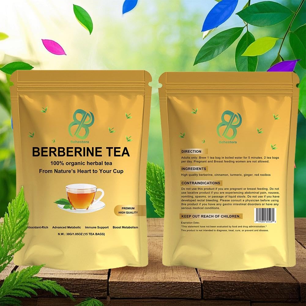 Behestora tea bag held in hand to show size and convenient single-serve portion