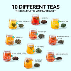 beicai tea bags array displaying ten flavors for easy selection