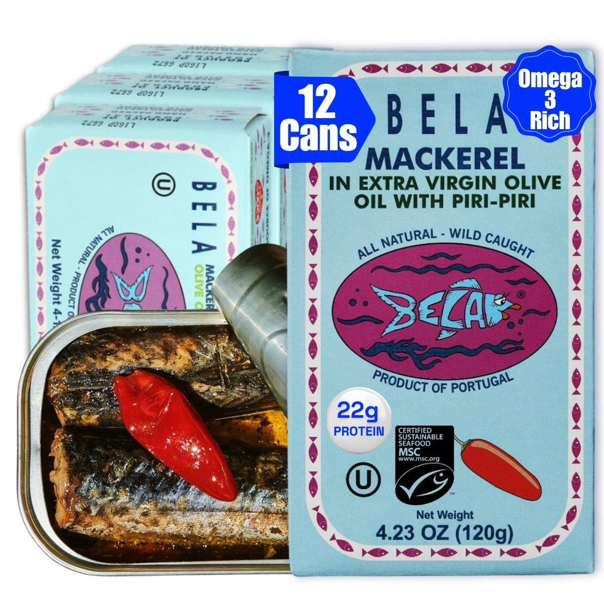 BELA front can shot showing label, high-protein convenience and authentic Portuguese flavor