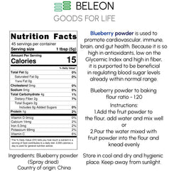 Beleon Goods For Life blueberry powder blended into a smoothie for vibrant color and taste