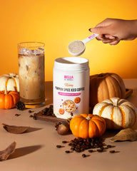 Bella All Natural close-up of pumpkin spice powder highlighting autumn flavor