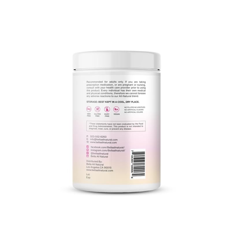 Bella All Natural serving size comparison with scoop showing portion control